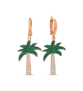 Rose Gümüş Palmiye Küpe