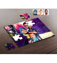BK Gift Kişiye Özel Tesettürlü Aile Karikatürlü Ahşap Puzzle-1