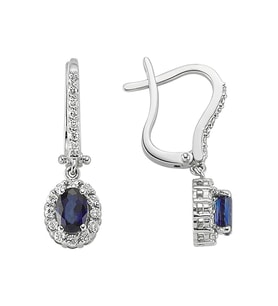 Sirius Pırlanta ve Oval Safir Taşlı Küpe 0717E0009