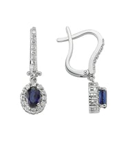 Sirius Pırlanta ve Oval Safir Taşlı Küpe 0717E0009
