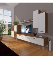 Decoraktiv Eko 6 Slm Std Krom Ayaklı Tv Ünitesi Tv Sehpası (Beyaz - Kahverengi)