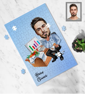 Kişiye Özel İş Adamı Karikatürlü A3 130 Parça Puzzle Bay-18