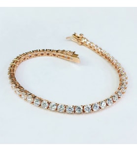  GÜMÜŞ ROSE BRONZ RENK ZİRKON TAŞLI SU YOLU BİLEKLİK 