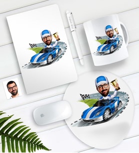 BK Gift Kişiye Özel Bay Rallici Karikatürlü Defter Kalem Kupa Mouse Pad Seti (Model 1)