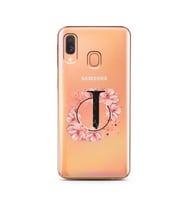 Pembe Çiçekli Harf Tasarım Süper Şeffaf Silikon Telefon Kılıfı Samsung A40 J-Har