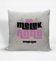BK Gift Kişiye Özel Melek Anne Dekoratif Keten Yastık (Bej)