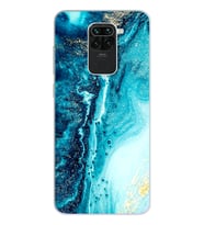 Mavi Kumsal Tasarımlı Süper Şeffaf Silikon Telefon Kılıfı Xiomai Redmi Note 9