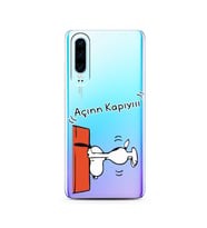 Snoopy Tasarımlı Süper Şeffaf Silikon Telefon Kılıfı Huawei P30 