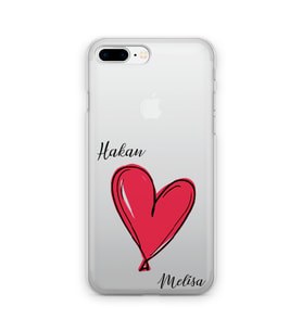 Çift Kalp Tasarımlı Kişiye Özel Telefon Kılıfı (Tüm Telefon Modelleri Mevcuttur.)
