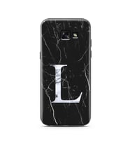 Samsung A5 (2015) Siyah Mermer Harf Tasarımlı Telefon Kılıfı L-Harfi 