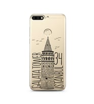 Galata Tasarımlı Süper Şeffaf Silikon Telefon Kılıfı Huawei Honor 7c-Y7 (2018)