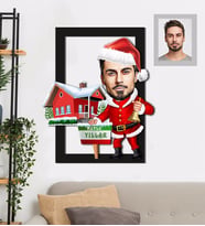 Kişiye Özel Yılbaşı Erkek Karikatürlü 3D Ahşap Tablo 30x47 Model-11