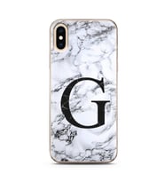 Iphone X Beyaz Mermer Harf Tasarımlı Telefon Kılıfı G-Harfi 