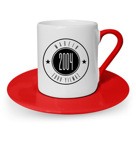 BK Gift Kişiye Özel Made In Tasarımlı Kırmızı Türk Kahvesi Fincanı  1