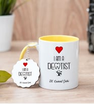 Diş Hekimi Sarı Kupa Bardak Ve Anahtarlık Set