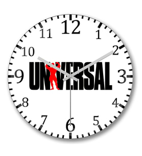 Universal Fitness Logo Duvar Saati Bombeli Gercek Cam