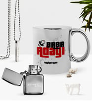 BK Gift Kişiye Özel Baba Adayı Krom Kupa Benzinli Çakmak Kolye Seti-3 (Model 1)