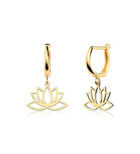 Sade Lotus Çiçeği Altın Kaplama Gümüş Küpe