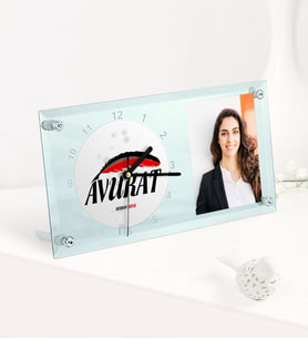 BK Gift Kişiye Özel Avukat Temalı Masaüstü Cam Saat - 7 (Beyaz)