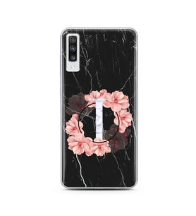 Mermer Çiçekli Harf Tasarım Süper Şeffaf Silikon Telefon Kılıfı Samsung A70 I-Ha