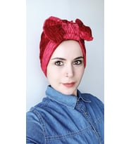 Kadın Kadife Fiyonklu Bone (Kırmızı)