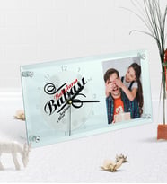 BK Gift Kişiye Özel Fotoğraflı Babaların Babası Masaüstü Cam Saat-1 (Beyaz)