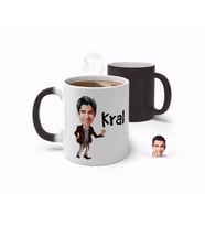 BK Gift Kişiye Özel Erkek Kral Karikatürlü Sihirli Kupa Bardak-2 (Beyaz)