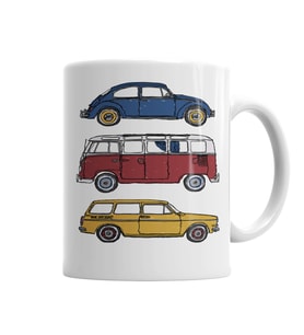 Vintage Volkswagen  Kupa Bardak Porselen