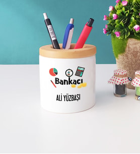 Bankacı Tasarımlı Kişiye Özel Hediye Bankacı Kalemlik