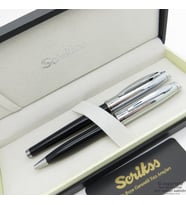 Scrikss 39 Siyah Krom Roller Kalem + Tükenmez Kalem Set  Scrikss Oscar  İsme Özel Kalem  Hediye Kalem