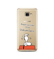 Snoopy Tasarımlı Süper Şeffaf Silikon Telefon Kılıfı Samsung C7  