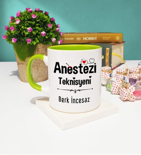Anestezi Teknisyeni Tasarımlı Kişiye Özel Anestezi Teknisyeni Kupa Bardak Yeşil
