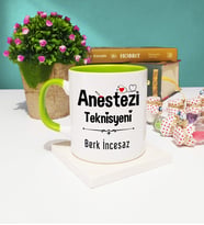 Anestezi Teknisyeni Tasarımlı Kişiye Özel Anestezi Teknisyeni Kupa Bardak Yeşil