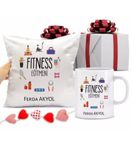 Fitness Eğitmeni Bardağı ve Yastığı Hediye Seti (Model 1)
