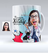 BK Gift Kişiye Özel Bayan Veteriner Hekim Karikatürlü Beyaz Kupa Bardak  1