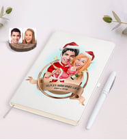 BK Gift Kişiye Özel Yılın En Mükemmel Çifti Karikatürlü Beyaz Defter ve Kalem Hediye Seti-62