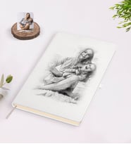 BK Gift Kişiye Özel Sevgililer Günü Karakalem Tasarımlı Beyaz Defter-2