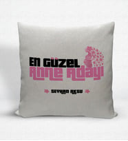 BK Gift Kişiye Özel En Güzel Anne Adayı Dekoratif Keten Yastık - 1 (Bej)