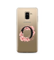 Pembe Çiçekli Harf Tasarım Süper Şeffaf Silikon Telefon Kılıfı Samsung A8 Plus O