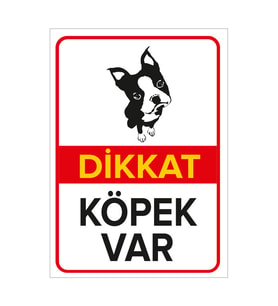 MIGNATIS - Dikkat Köpek Var Levhası / Sevimli Boston Terrier - Sac Malzeme 35x50cm