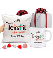 Tekstil Mühendisi Kupa Bardağı ve Yastığı Hediye Seti (Model 1)