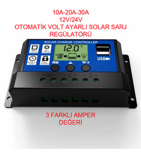 SOLAR Güneş Paneli Akü Şarj Kontrol Cihazı 10A-20A-30A-40A-60A 30 Amper (Karışık)