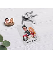 BK Gift Kişiye Özel Sevgililer Karikatürlü Şeffaf Pleksi Anahtarlık-12 (Beyaz)