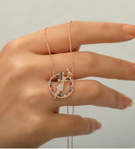Papatya Silver 925 Ayar Mix Taşlı Gümüş Anne Çocuk Kolye