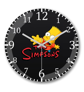 The Simpsons Bart Duvar Saati Bombeli Gercek Cam