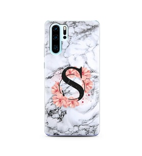 Mermer Çiçekli Harf Tasarım Süper Şeffaf Silikon Telefon Kılıfı Huawei P30 Pro S