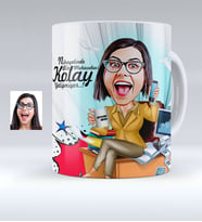 BK Gift Kişiye Özel Bayan Muhasebeci Karikatürlü Beyaz Kupa Bardak  1