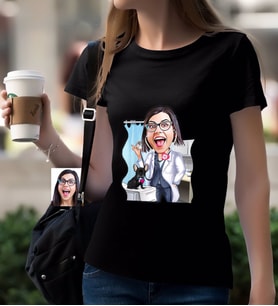 BK Gift Kişiye Özel Bayan Veteriner Hekim Karikatürlü Siyah T-Shirt