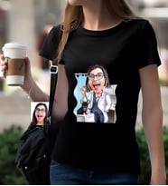 BK Gift Kişiye Özel Bayan Veteriner Hekim Karikatürlü Siyah T-Shirt