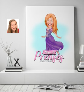 BK Gift Kişiye Özel Pamuk Prenses Karikatürlü Kanvas Tablo (50x70cm.) 1